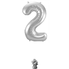 Zilveren Folieballon Cijfer 2 - 86 cm